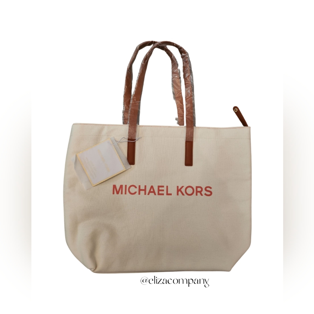 Michael Kors Cream and Brown Tote Bag